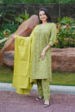 Rose Katha Kurta set (Maroon color), Pista Lime Gathers Kurta Set & Elegant Curve Kurta Set (Teal color) Combo