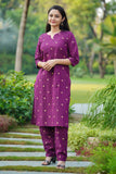 Elegant Curve Kurta Set (Purple Color), Marigold Shirt Dress & Rose Katha Kurta Set (Magenta Color) Combo