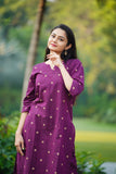 Elegant Curve Kurta Set (Purple Color), Marigold Shirt Dress & Rose Katha Kurta Set (Magenta Color) Combo