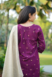 Elegant Curve Kurta Set (Purple Color), Marigold Shirt Dress & Rose Katha Kurta Set (Magenta Color) Combo