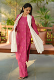 Elegant Curve Kurta Set (Purple Color), Marigold Shirt Dress & Rose Katha Kurta Set (Magenta Color) Combo