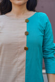 Enchanting Asymmetrical Top, Pyramid Peplum Top (Green) & Peach Kimono Overlay Combo