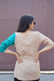 Enchanting Asymmetrical Top, Pyramid Peplum Top (Green) & Peach Kimono Overlay Combo
