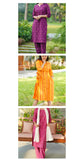 Elegant Curve Kurta Set (Purple Color), Marigold Shirt Dress & Rose Katha Kurta Set (Magenta Color) Combo