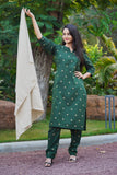 Springy Pleats Kurta Set, Elegant Curve Kurta Set (Green color) & Classy Half Button Kurta Set