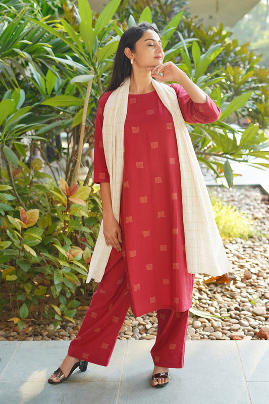 Rose Katha Kurta Set