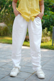 Lime Shirt & Powder White Straight Pant Combo