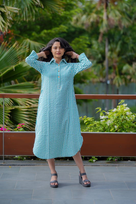 Blue Hue Stripes Dress